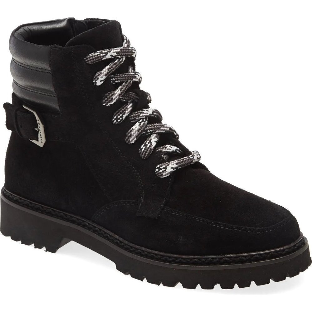 New - Aquatalia Mayra Waterproof Combat Lace Up Boots in Black, size 9.5